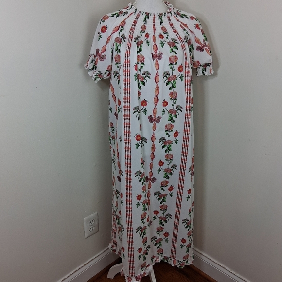 Hill House The Caroline Nap Dress Red Shell Vine Cotton  Size X- Small - Picture 5 of 11